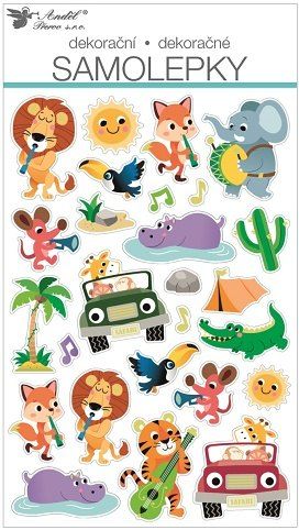 Samolepky plastické 14 x 25 cm, zvířátka
