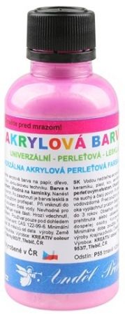 Univerzální akrylové barvy lesklé 50g, perleťové - 5. TMAVĚ RŮŽOVÁ PERLEŤOVÁ