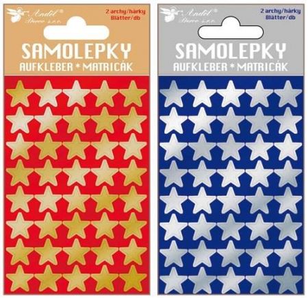 Samolepky lesklé 8 x 12 cm, hvězdičky