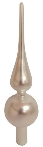 Skleněná špice na strom 24 cm, matná stříbrná