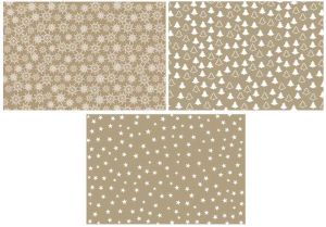 Balicí kraft papír bílý potisk 3 motivy, 70g, 200x70 cm