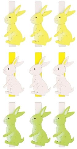 Zajíc dřevěný 4,5 cm na kolíčku 9 ks