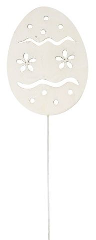 Dřevěné vejce 8 cm bílé + drátek