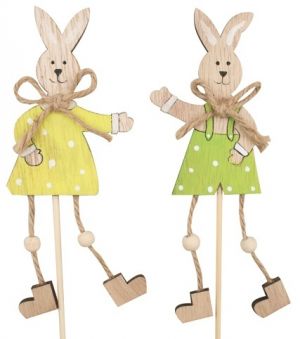 Zajíček s botičkami dřevěný zápich 13 cm + špejle