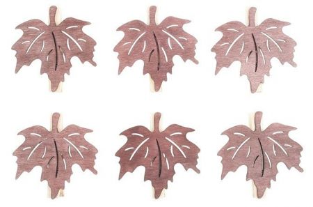 List dřevěný na kolíčku 4 cm, 6 ks, hnědý