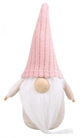 Skřítek na postavení s růžovou čepicí 17 cm