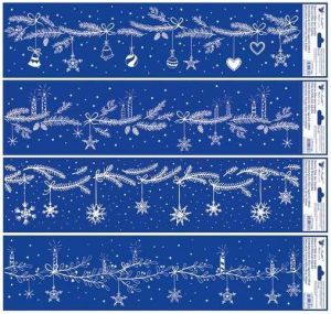 Okenní fólie pruhy vánoční větvičky 64 x 15 cm