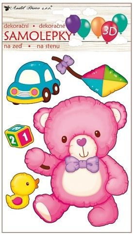 Samolepka na zeď medvídek 3D balónková 15 x 26 cm