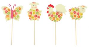 Ovečka, kohout, motýl z filcu zápich 6 cm + špejle