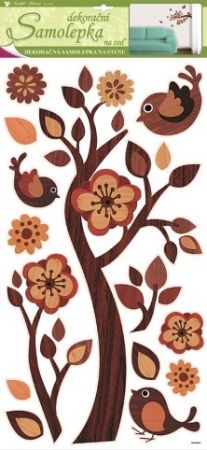 Samolepky na zeď větev s imitací dřeva, 60x32 cm