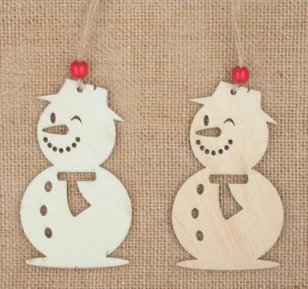Dřevěné dekorace ze dřeva 2 sněhuláci, 10 cm