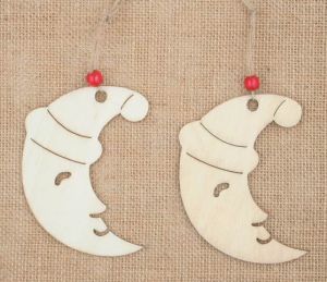 Dřevěné dekorace ze dřeva 2 měsíce,10 cm