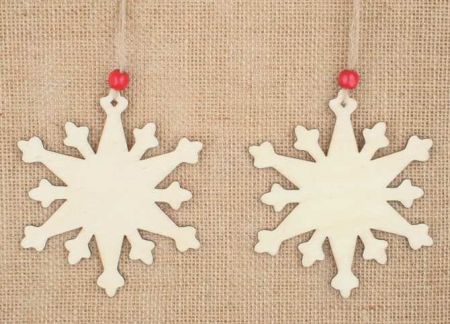 Dřevěné dekorace ze dřeva 2 vločky,10 cm