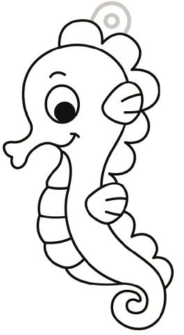 Závěsná sklíčka k vybarvení barvami na sklo cca 8 cm - 57. MOŘSKÝ KONÍK