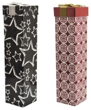 Dárková krabička skládací na lahev vánoční 34 x 8 x 8 cm