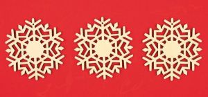 Dřevěná vločka závěsná 8 cm, 3 ks