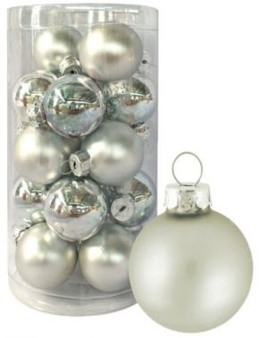 Sada skleněných baněk stříbrných 3 cm, 20ks