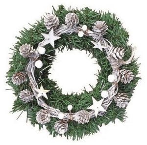 Věnec s hvězdičkami a šiškami 25 cm