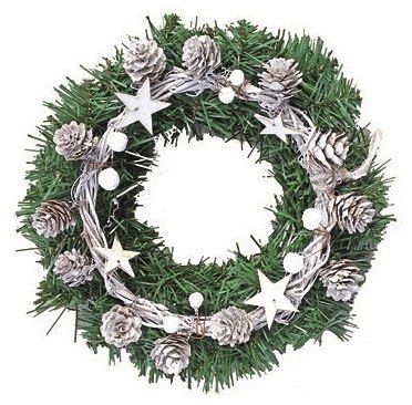 Věnec s hvězdičkami a šiškami 25 cm