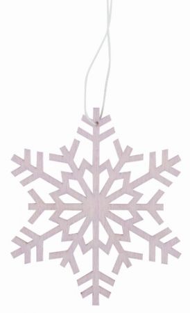 Dřevěná vločka na zavěšení růžová 10 cm
