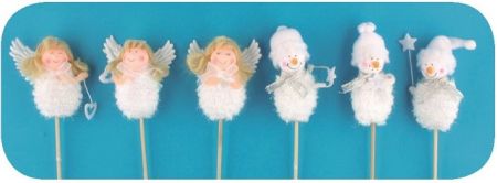 Zápich anděl, sněhulák 8 cm+špejle