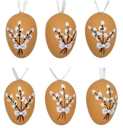 Vajíčka plastová na zavěšení 4 cm, 6 ks v sáčku