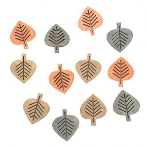 Dřevěné listy přírodní 4 cm, 12 ks