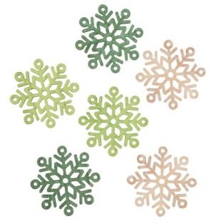 Dřevěné vločky zelené a přírodní 6 cm, 6 ks