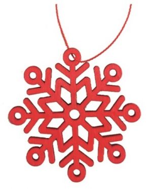 Vločka dřevěná závěsná 8 cm, červená