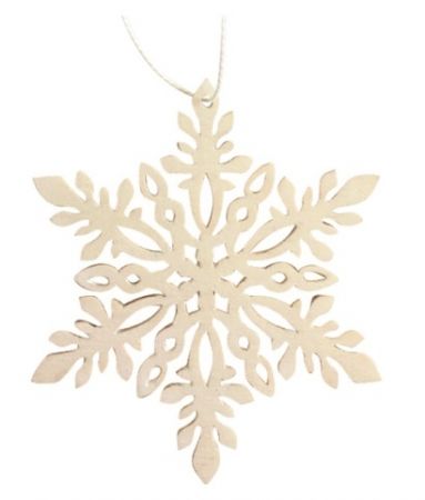 Vločka dřevěná závěsná 10 cm, bílá