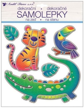 Samolepka na zeď s krokodýlem prostorová třpytivá 31 x25 cm