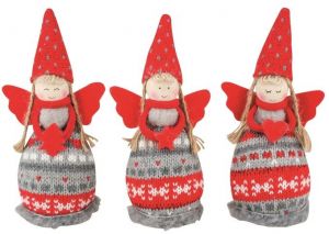 Anděl pletený se špičatou čepicí 12 cm na postavení