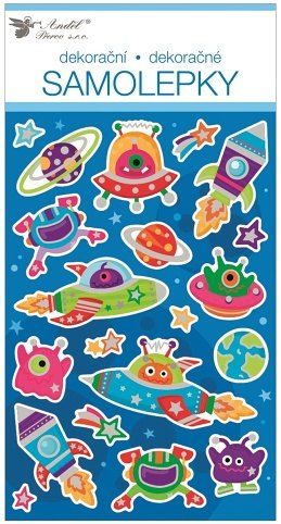 Samolepky vesmír se stříbrnou ražbou 10 x 19 cm