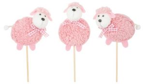 Ovečka plyšová růžová 8 cm + špejle