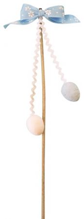 Pomlázka dekorační 21 cm, mašle s kytičkami- SVĚTLE MODRÁ