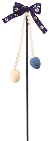 Pomlázka dekorační 21 cm, mašle s kytičkami - TMAVĚ MODRÁ