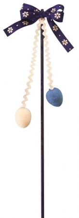 Pomlázka dekorační 21 cm, mašle s kytičkami - TMAVĚ MODRÁ