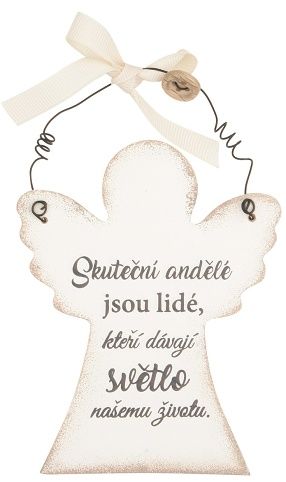 Anděl dřevěný "Skuteční andělé..." 9x11cm