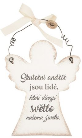 Anděl dřevěný "Skuteční andělé..." 9x11cm