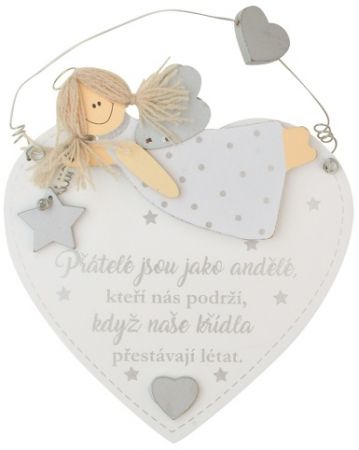 Srdce dřevěné "Přátelé jsou jako..." 14x16 cm