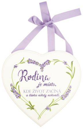 Srdce dřevěné bílé "Rodina je..." 17x16 cm