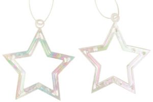 Hvězda plastová závěsná 6 cm, 2 ks