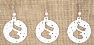 Punčocha dřevěná bílá 6 cm 3ks, na zavěšení