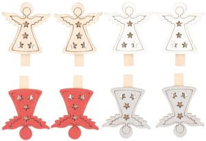 Anděl dřevěný na kolíčku 4,5 cm 8 ks