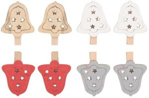 Zvonek dřevěný na kolíčku 4,5 cm 8 ks