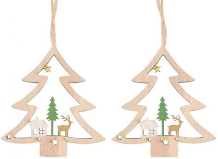 Strom dřevěný 8 cm k zavěšení, 2 ks