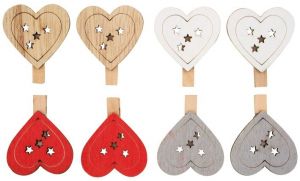 Srdce dřevěné na kolíčku 4,5 cm 8 ks