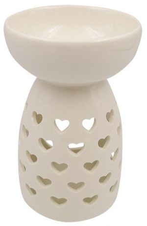 Aromalampa porcelánová bílá se srdíčky 14 cm