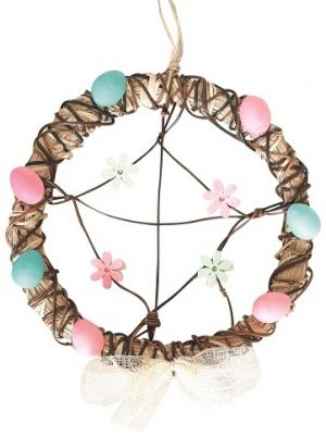 Věnec velikonoční růžovo-tyrkysový 30 cm