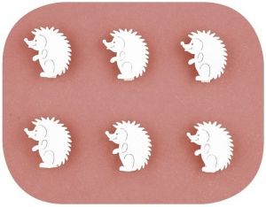 Ježek dřevěný na kolíčku 4 cm, 6 ks, bílý